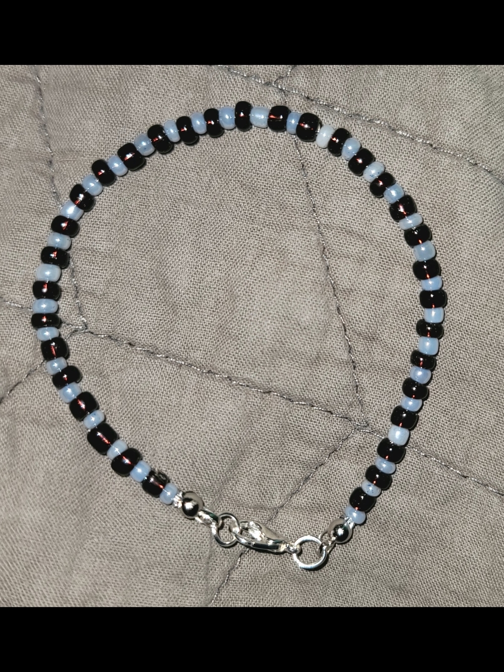 Delicate Plum and Light Blue Beaded Bracelet - Casual Women’s Jewelry 7.5"
